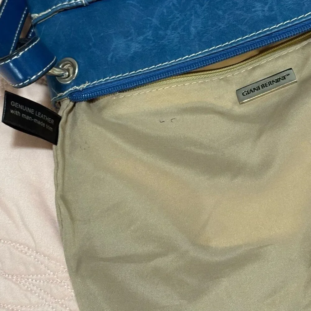 Vintage Y2K Giani Bernini Blue Leather Shoulder Bag